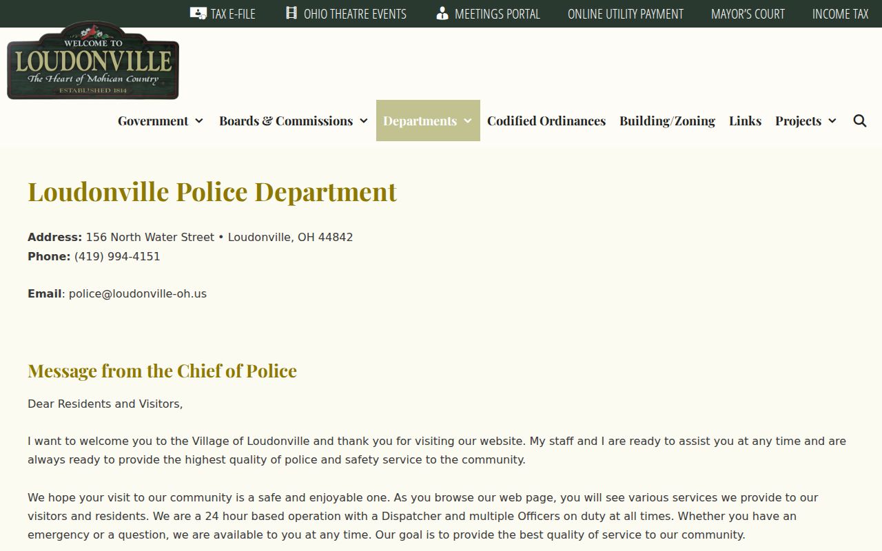 Ashland County Loudonville Police arrest-records source page